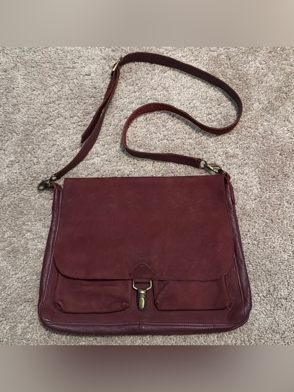 Arche France Leather & Suede Messenger Crossbody Bag Vintage